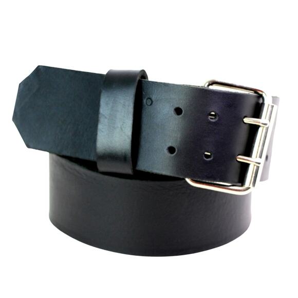 SADDLE BLACK GENUINE LEATHER 2 1/2"Wd CLASSIC CASUAL DRESS MEN'S BELT Sz 52 (G53 - Picture 1 of 11